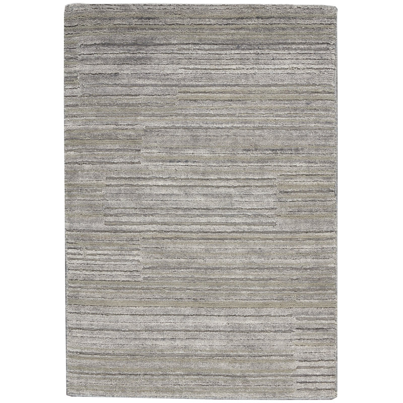 Tapis rayé tissé à la main et à plat gris, Rectangle 2 pi x 3 pi