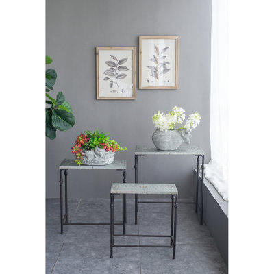 Three Piece Galvanized Nesting Tables For Entryway Decor And Indoor Plant Stand In , Iron Metal Build, 15.8 Lbs Patio Stands Home Side Tables, Construction,