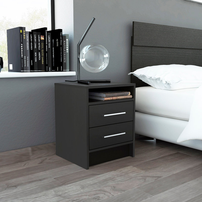 Alex-Jay 40cm W Manufactured Wood Bedside Table, White