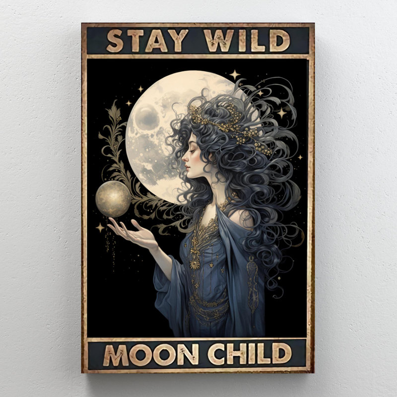 Witch Stay Wild Moon Child - 1 pièce, impression sur toile tendue, H 14 po x l 11 po x P 1,25 po