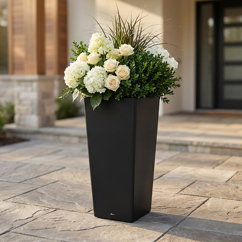 Tall 28" Square Planter Box with Plant Shelf Insert, 1