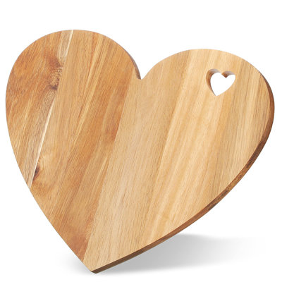 Heart Shaped Cutting Board Acacia Wood Bread Cheese Serving Platter Serving Charcuterie Board(Heart Hole Style)