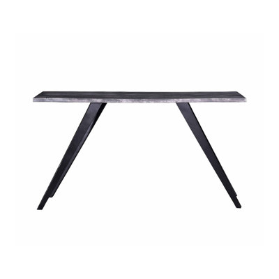 Console de style industriel de 60 po en bois d'acacia et en métal, table d'appoint avec pieds en angle