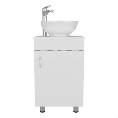 Meuble-lavabo de salle de bain avec lavabo, 1 porte, 4 pieds