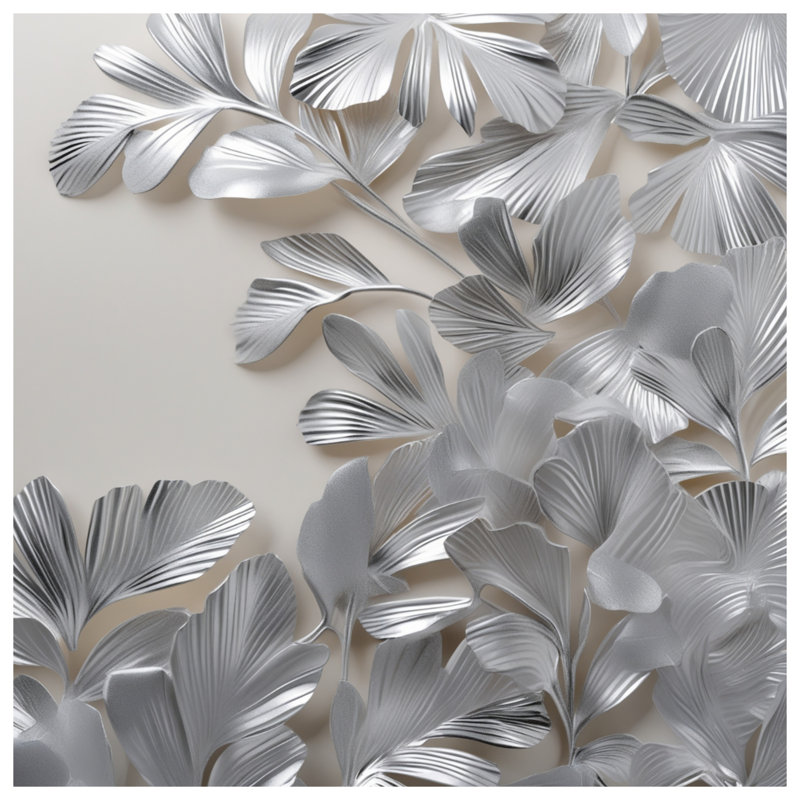 Toile de galerie argentée à feuilles métalliques en plusieurs tailles, 24 x 36 inches