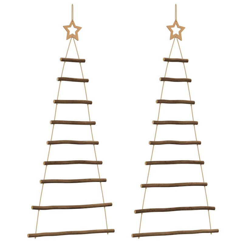 Arbres de Noël suspendus avec étoiles 2 branches naturelles 21,7 x 47,2 po, H 3,5 pi