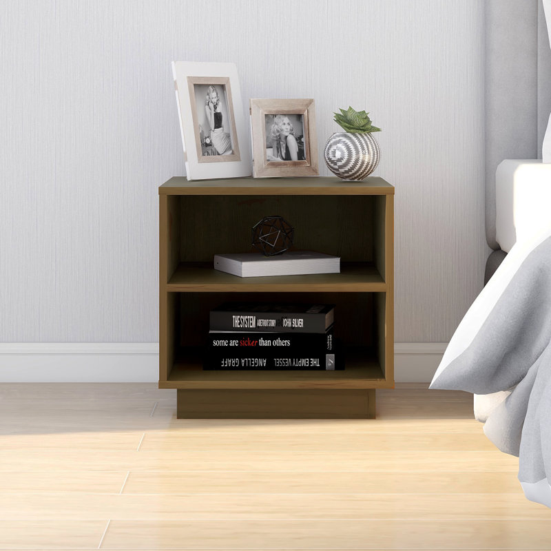 Moncton 40cm W Solid Wood Bedside Table, Brown, Set of 2
