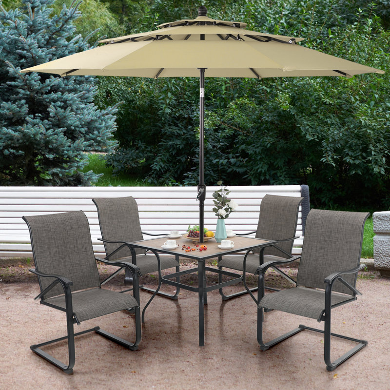 Alyah 4 - Person Patio Dining Set with Rectangular Table, Beige
