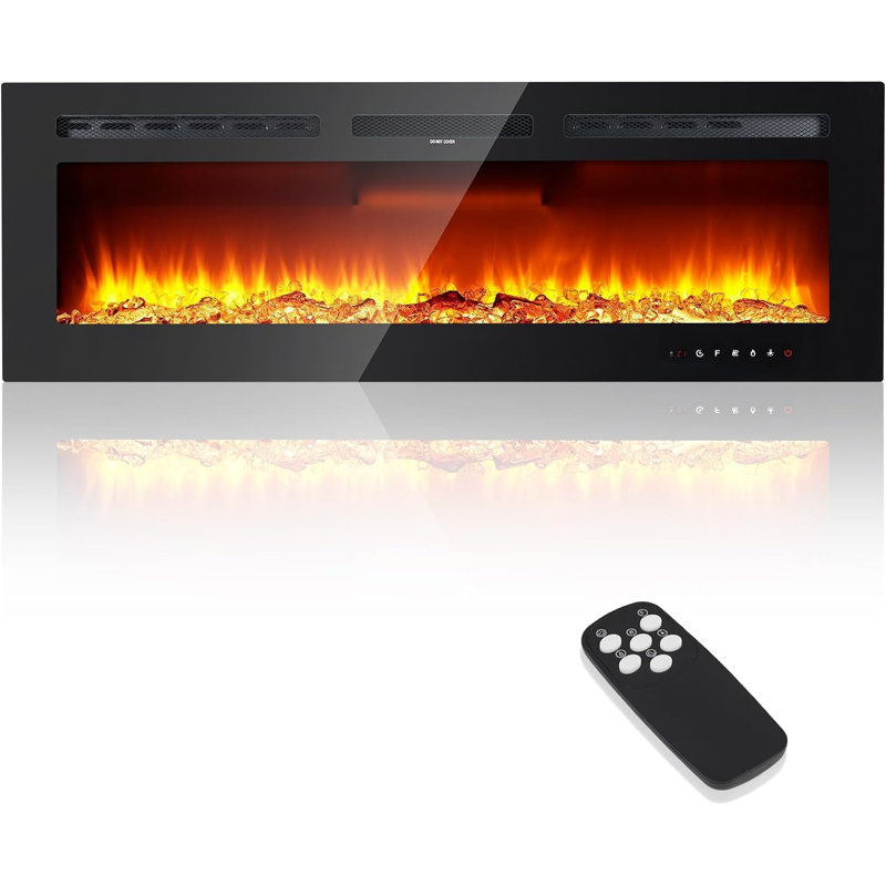 Mayores Belfry Heating Electric Fireplace, Black, 43.18cm H x 101.06cm W x 10.16cm D