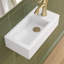 Petit lavabo de salle de bain, mini vasque rectangulaire à montage mural de 15 po x 7 po pour vestiaire de salle d'eau, conception flottante peu encombrante, lavabo en céramique blanche facile à nettoyer (à droite)