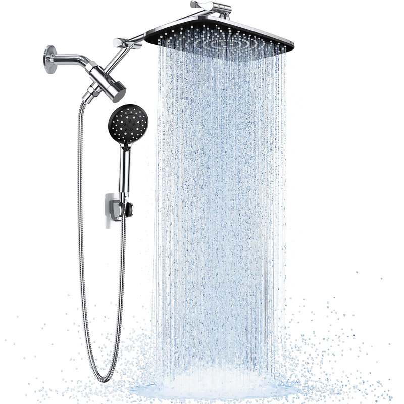 Rain Shower Head and Wide Showerhead Combo, Chrome