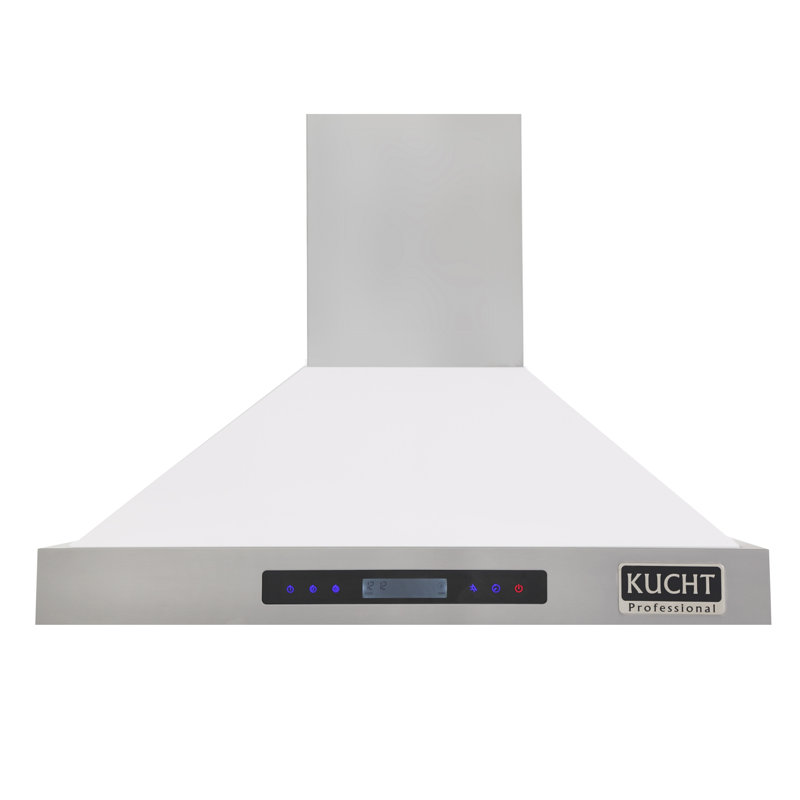 Kucht Stainless Steel Wall Range Hood, 28.75" H x 29.5" W x 22" D, White