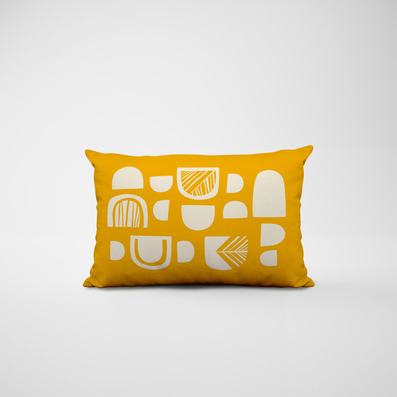 Polyester / Mélange de polyester Housse de coussin rectangulaire intérieure / extérieure lombaire et insert, Jaune