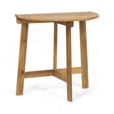 Outdoor Half-Round Folding Acacia Wood Bistro Table, Natural