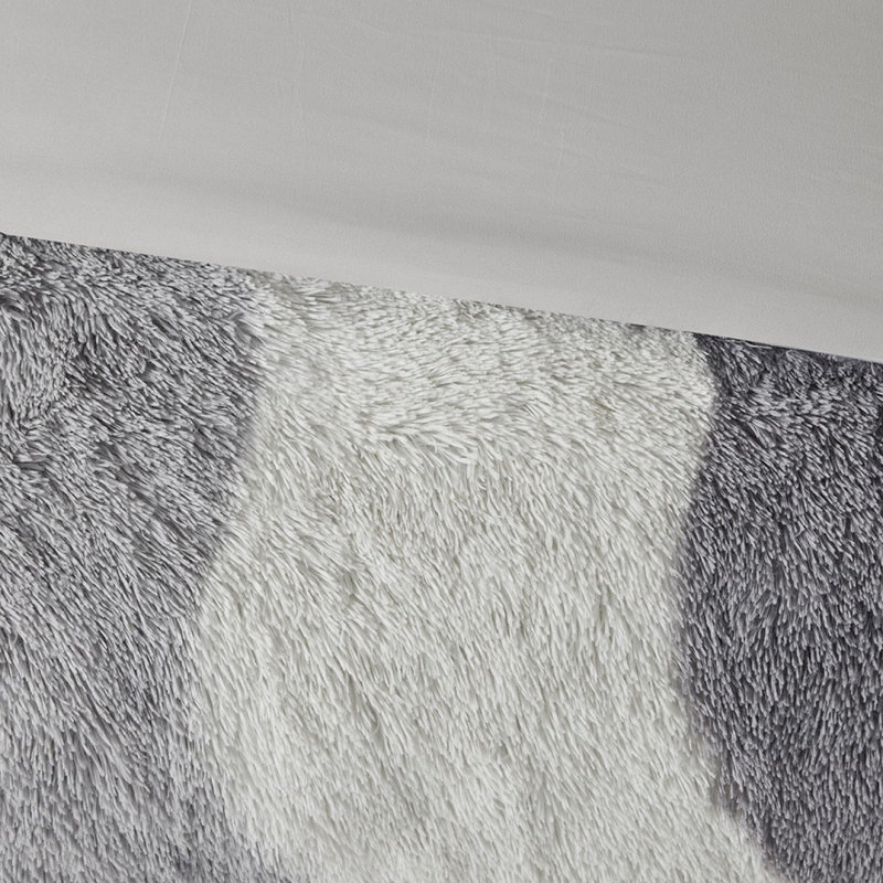 Ensemble d'édredon ombré en fausse fourrure, Édredon pour lit simple + 1 taie décorative stan