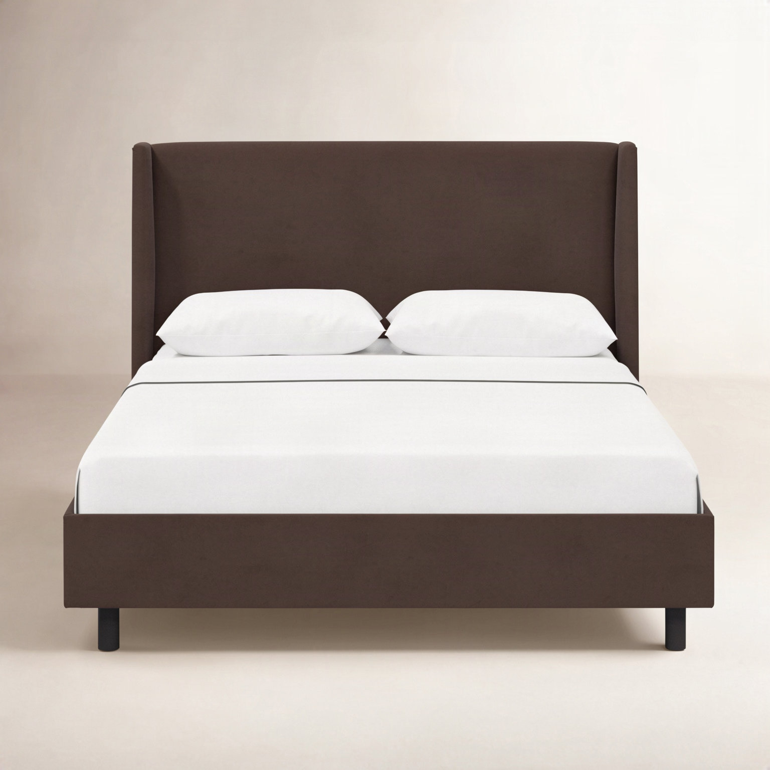 Tilly Linen Upholstered Wingback Bed, Full, Classic Chocolate Velvet