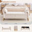 Banc de rangement moderne Lunara 66"W, capitonné, motif Teddy, à placer au pied du lit, avec pieds dorés, poche pour accoudoir et 2 coussins.-343922331-346524067