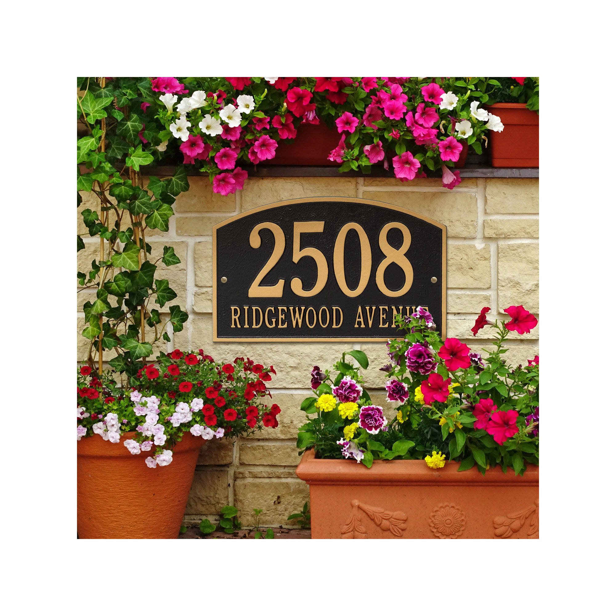 Legacy 2-Line Wall Address Plaque, Black / Gold, Yes
