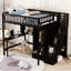 Lit mezzanine pleine grandeur Bibliothèque, tiroirs, bureau et garde-robe. Bois de pin massif robuste Look inspiré de la maisonnette. Accentuation en forme de clôture. L 94,4 po x l 57 po x H 72 po. Matelas non inclus.-1570655524