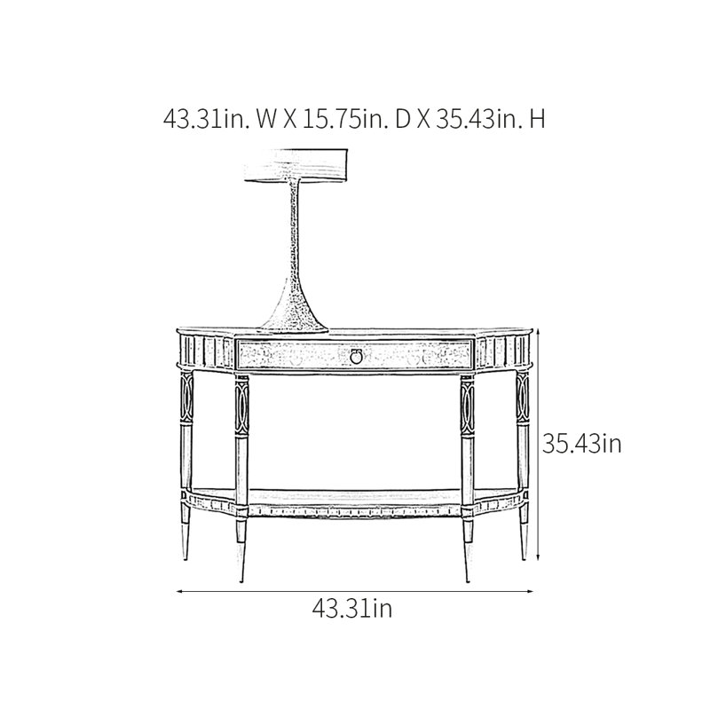 Retro Multifunctional Luxury Console Table, 35.43" H x 43.31" W x 15.75" D