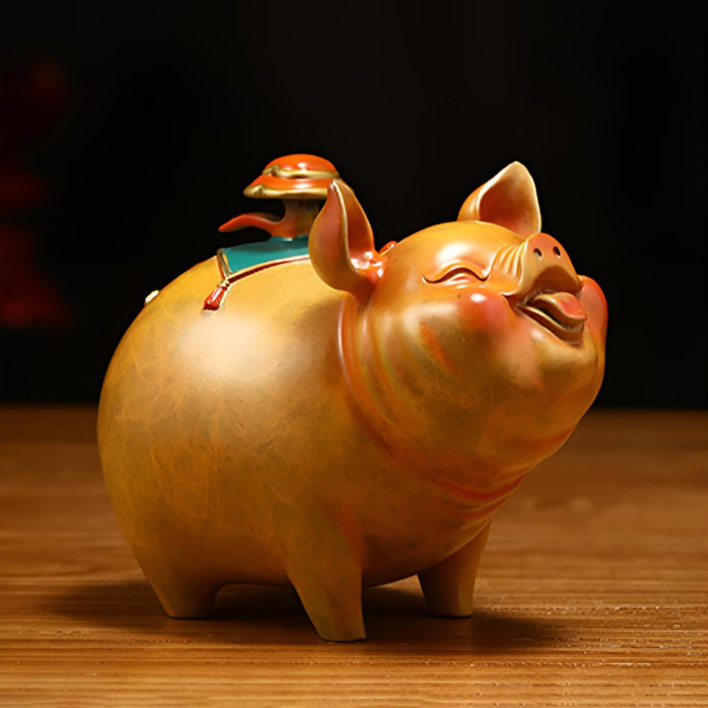 Ornement en forme de cochon en cuivre Lucky - décor méticuleusement conçu