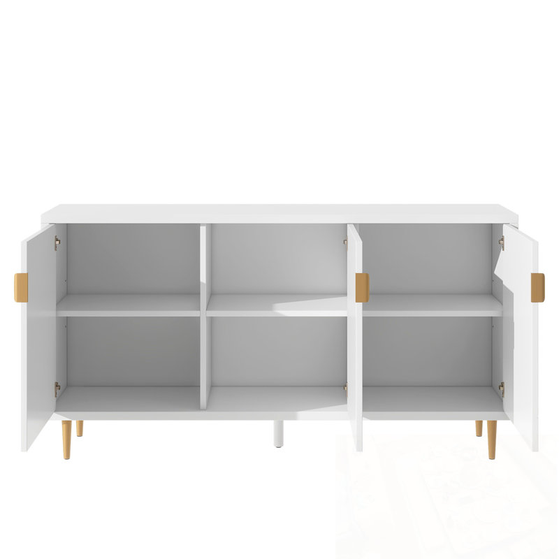 Buffet avec 3 portes et tablettes réglables, Blanc