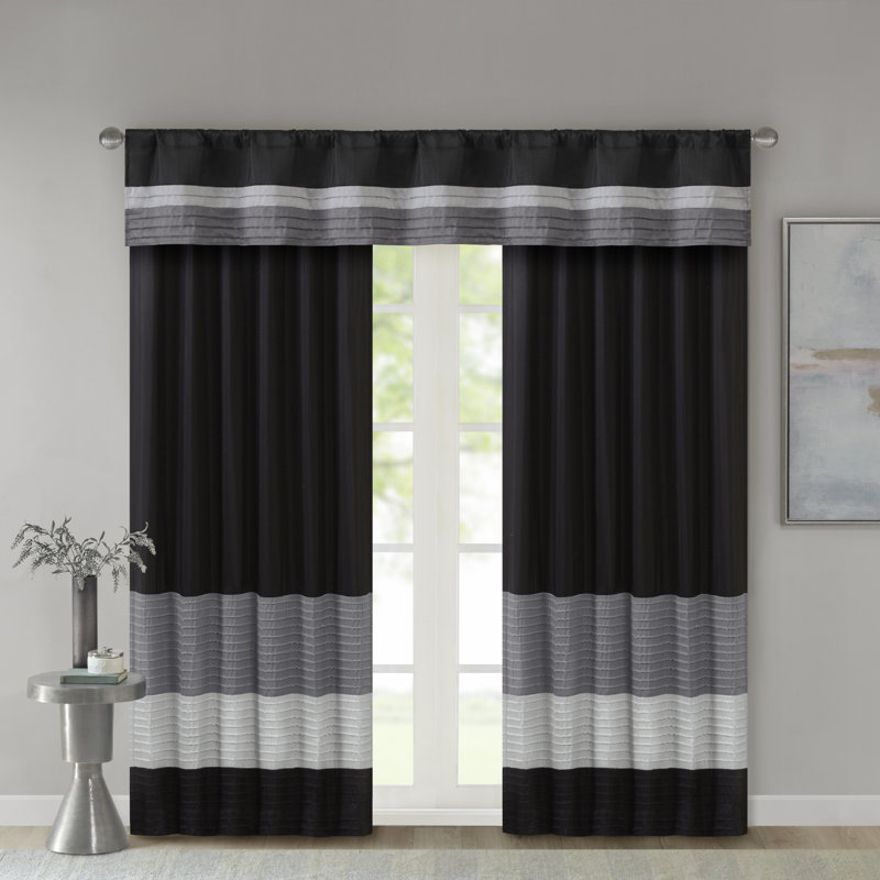 Amherst Polyoni Pintuck Window Valance, Black