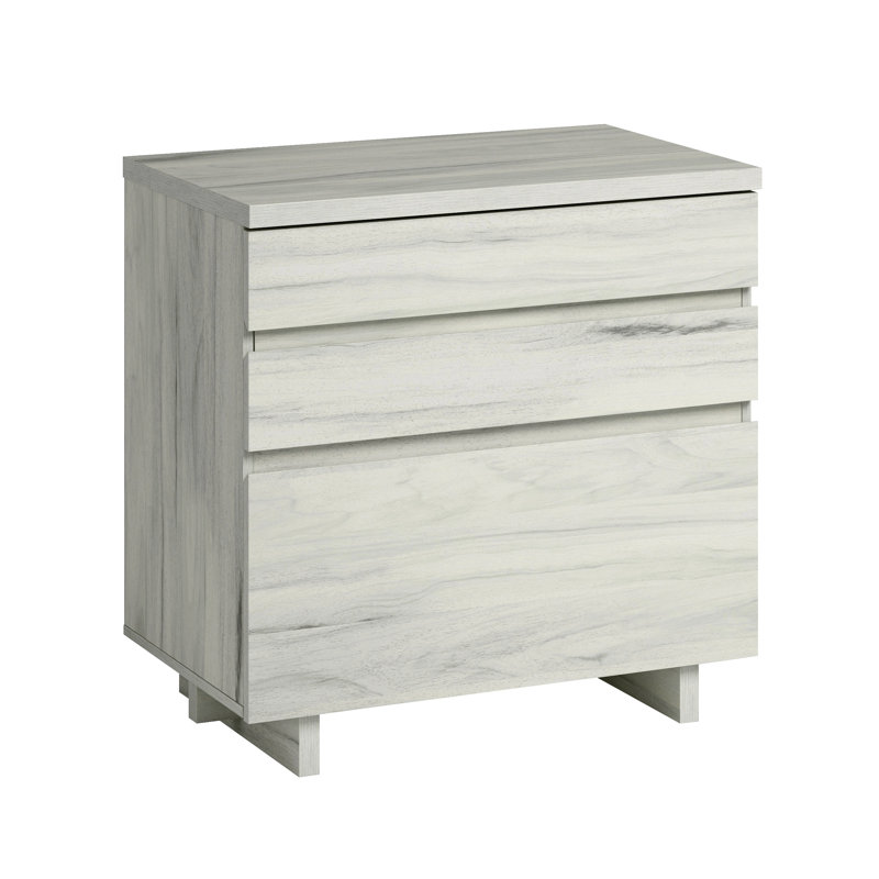 Lateral File With Large Drawers, Off White And Gray Finish