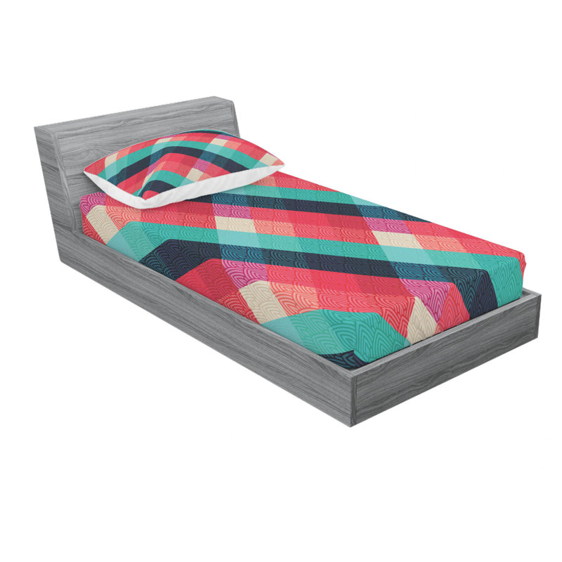 Microfiber Geometric Sheet Set, Twin XL Sheet Set with Fitted Sheet