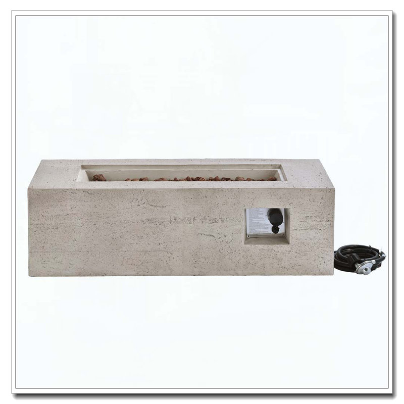 Foyer d'extérieur extérieur au propane rectangulaire, Beige + gris