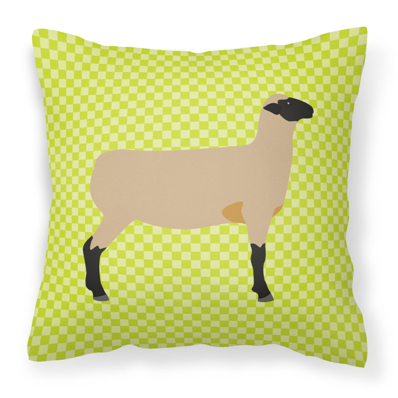 Coussin décoratif d’extérieur en tissu ovin check, 18 po x 18 po, Vert