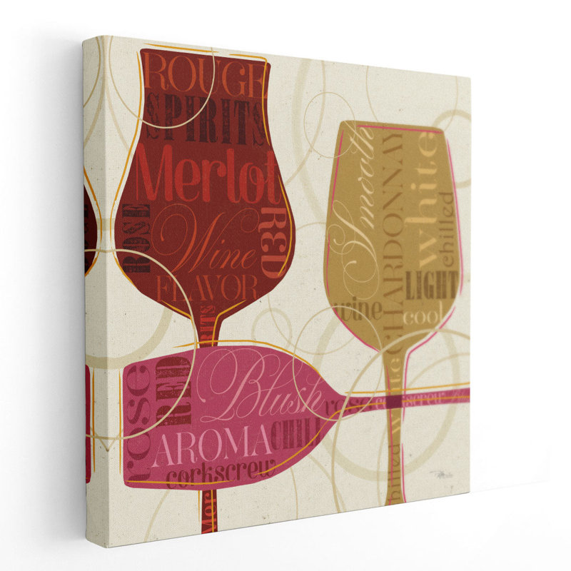 «Colorful Wine I», reproduction d'art sur toile, H 16 po x l 16 po