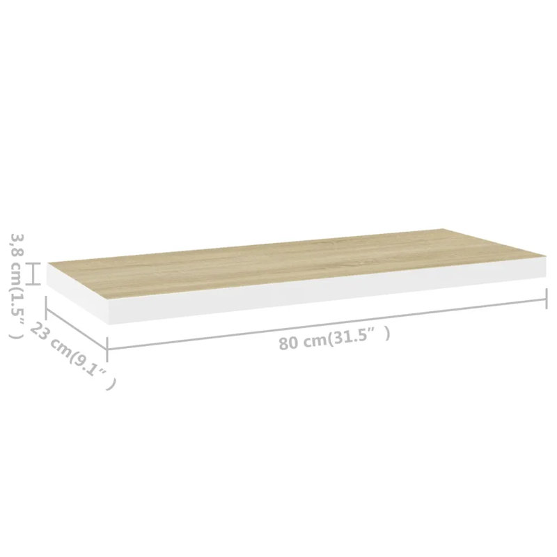 Gracie-Rose 4 Piece Picture Ledge Wall Shelf, 80 x 23.5 x 3.8 cm, Oak/White