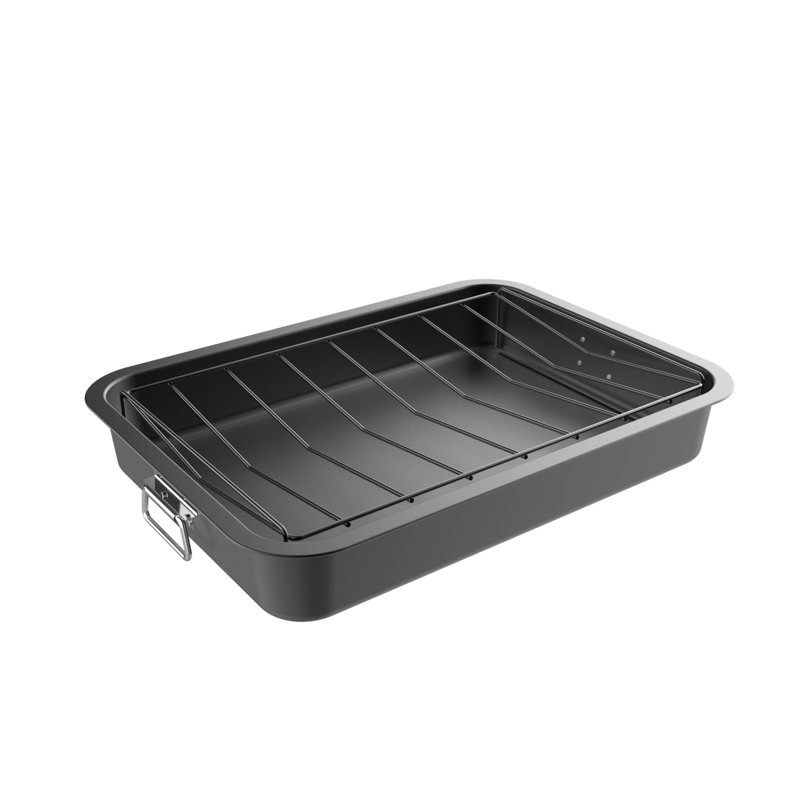 Plat à rôtir avec grille inclinée et rôtissoire à four antiadhésive et plateau amovible-Vidanger la graisse et la graisse pour une cuisine plus saine - Batterie de cuisine classique par Classic Cuisine