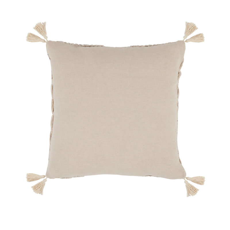 Lamar 22" Hand Embroidered Throw Pillow, Gray/Ivory