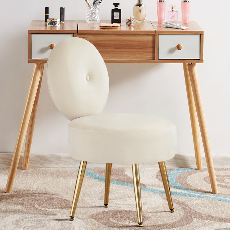 Chaise rembourrée en velours avec tabouret (ensemble de 2), Kaki