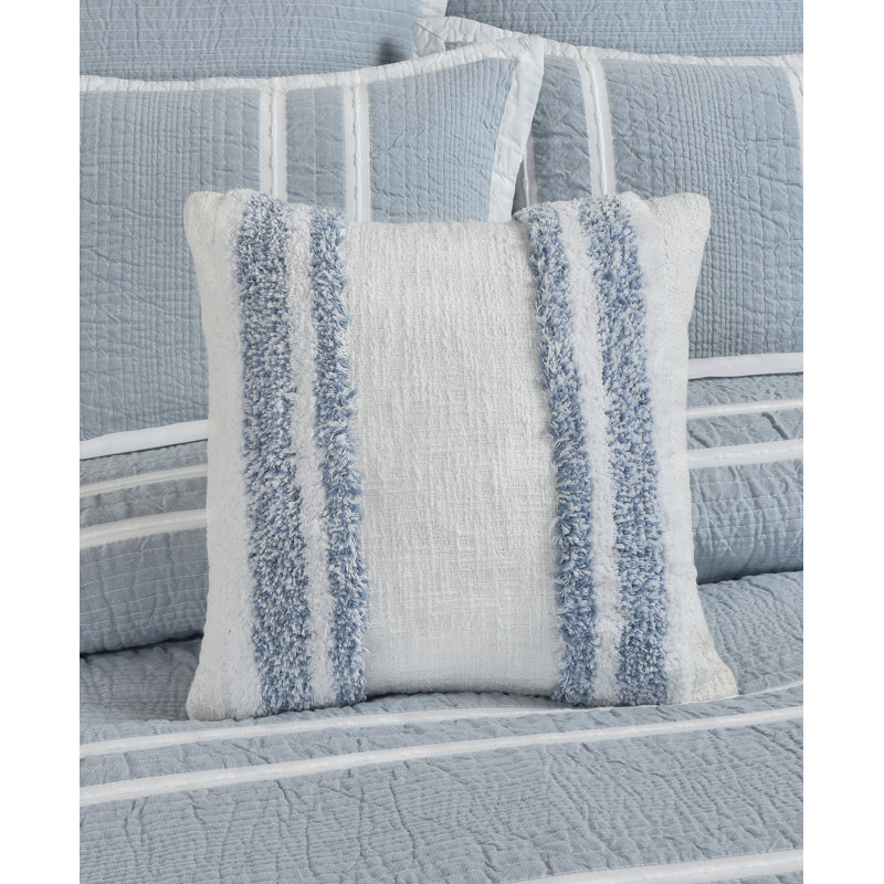 Sky Blue Cotton-Blend Nautical Square Throw Pillow 18" x 18"