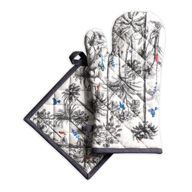 Maison D' Hermine Floral Cotton Potholder & Oven Mitt Set