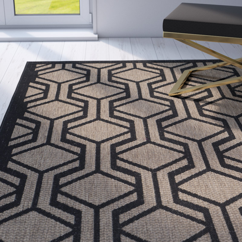 Sokol Geometric Indoor / Outdoor Area Rug, Rectangle 122 x 170 cm