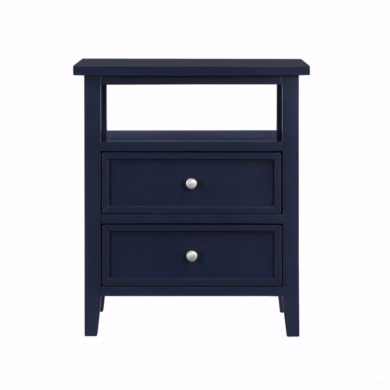 2-Drawer Bedroom Nightstand, Blue