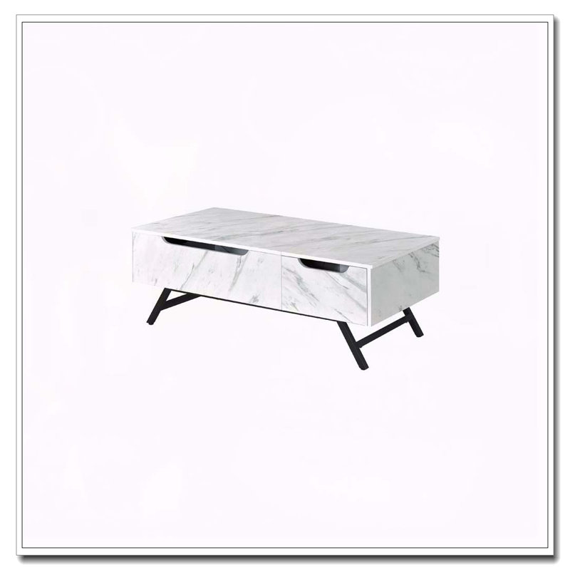 Table basse blanche avec plateau relevable