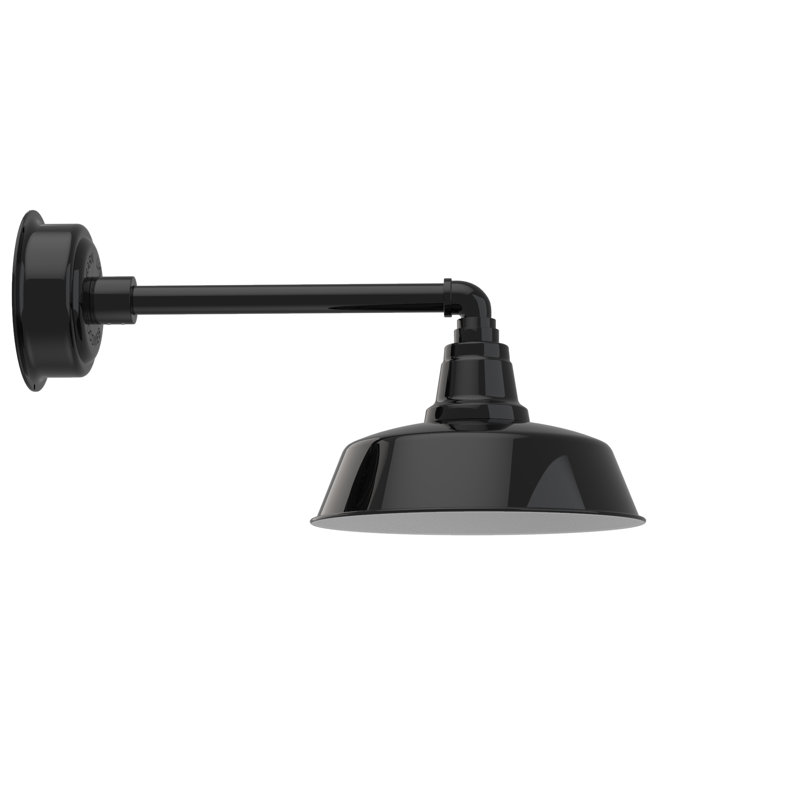 Luminaire de grange d'extérieur Vandervliet, Noir, H 9,62 po x l 12 po x P 22,5 po