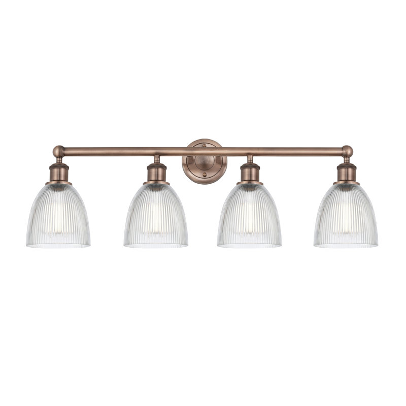 Éclairage pour meuble-lavabo 4 lumières 33 pouces Philomene, Transparent, Cuivre antique