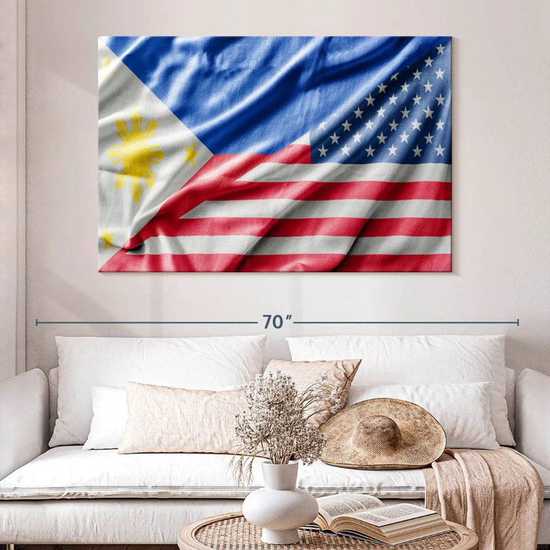 Drapeau des Philippines et des États-Unis, H 34 po x l 51 po