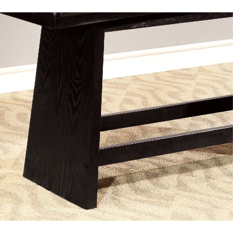 1Pc Contemporary Counter Height Bench With Black Padded Leather Seat, 46.5"W X 16.5"D 26"H, Dining Room Finish Furniture
