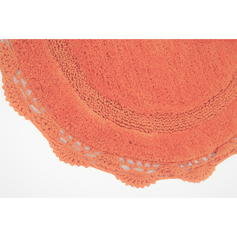 Wingert Cotton Non-Slip Bath Rug, 28" W x 28" L, Peach