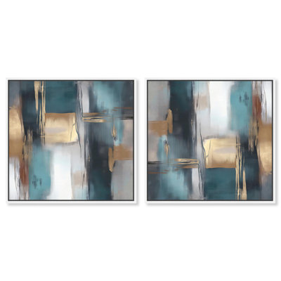 «Reflections in Teal and Ochre I Set», art Mancave par Art Remedy
