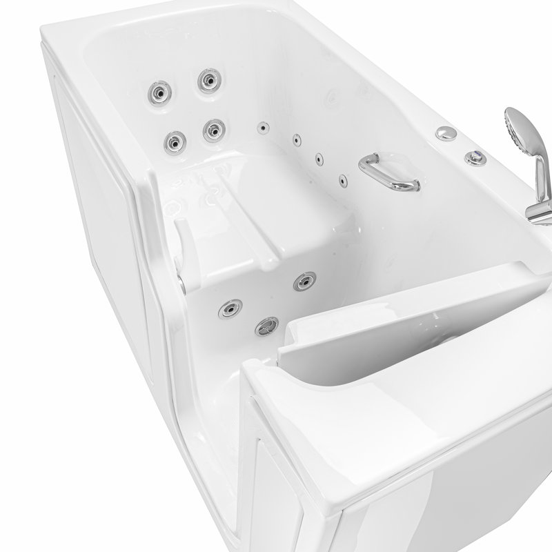 Ella Standard Acrylic Hydro Massage w/ Independent Foot Massage Walk in Tub 30"x60", Right Inward Swing Door, 2 Piece Faucet
