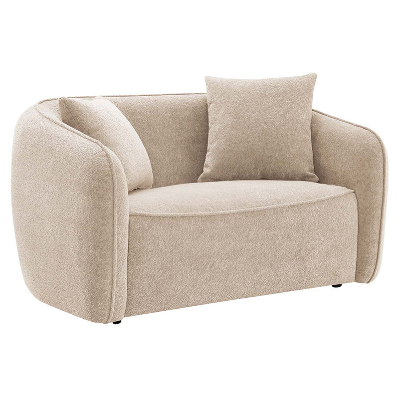 Causeuse Keith 57 po avec 2 coussins, chenille beige, Beige