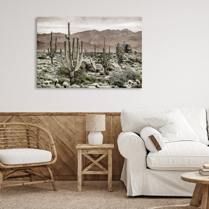 Toile de désert, cactus, par Kim Allen, H 24 po x l 36 po